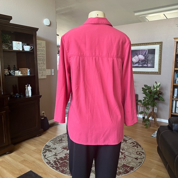 Blast Petites 3/4 sleeve rust button up the front blouse-size M - Picture 9 of 10